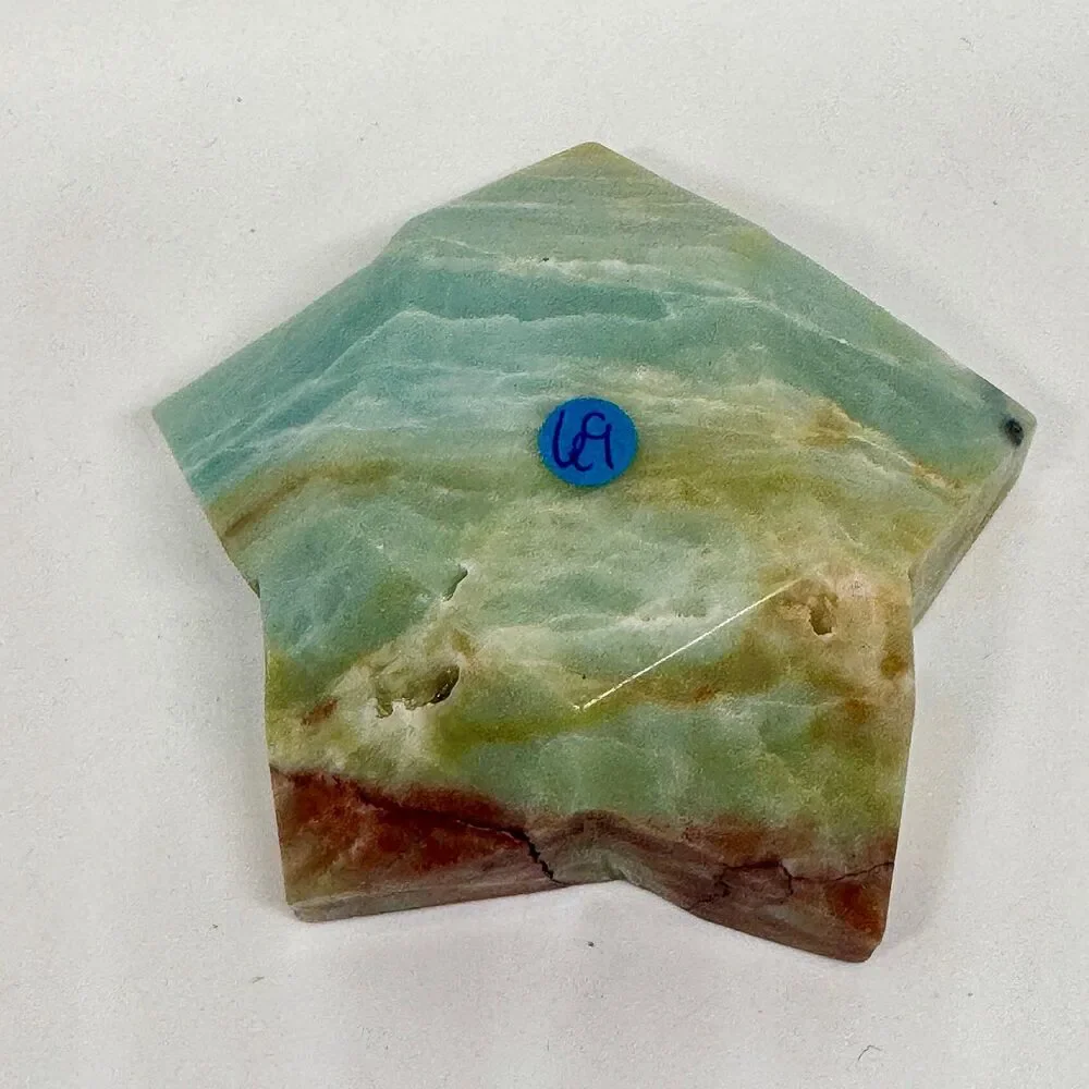 Caribbean Calcite Star Bowl‎ w Green Aventurine Cubes Crystal Decor